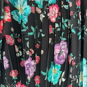 Express Floral Pleated Mini Skirt XS Black Pink Purple Turquoise Accordion Skirt thumbnail 2
