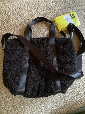 🆕 All in Motion Faux Shearling Mini Tote Shoulder Hand Bag Black NWT thumbnail 2
