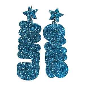 Kentucky Wildcats‎ Earrings Blue Glitter Star Dangle Drop Statement Jewelry New thumbnail 4