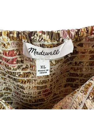 Madewell Lucie Floral Smocked Mini Dress Boho Cottagecore Earth Tone XL thumbnail 5