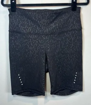 Old Navy Active Go-Dry Athletic Bike Shorts Black Cheetah Print Pocket Tie Large thumbnail 1