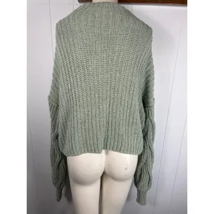 FREE PEOPLE Seasons Change Boxy Sweater Bubble Sleeves in Sage Green Size S thumbnail 6