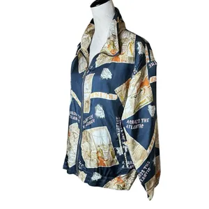 Vintage EVR Silk Windbreaker Statement Cruise‎ Jacket M | Y2K Travel Maximalist thumbnail 4