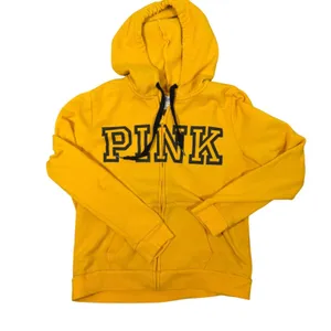 PINK Victoria's Secret Hoodie Women Large Yellow Full Zip Logo Sweatshirt thumbnail 10