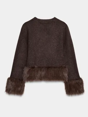 Zara NWT Brown Faux-Fur Trim Jacket thumbnail 14