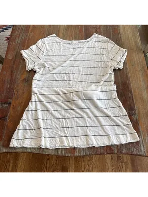Anthropologie T.La Annabelle Off-White Black Striped Short Sleeve Tie Waist XL thumbnail 10