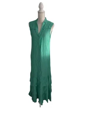 HIRUS Green Button Down Maxi Dress Size Large thumbnail 3