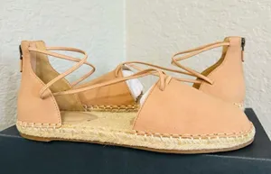 Eileen Fisher Lace-Up Leather Espadrille Sandal, Toffee Cream Pink Size 7.5, NWT thumbnail 3