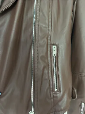 Ambiance Brown Faux Leather Moto Jacket with Silver accents Medium NWT thumbnail 5