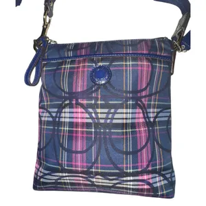 COACH‎ Poppy Tartan Plaid Signature Messenger Bag Crossbody Preppy Fall Luxury thumbnail 2