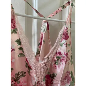 Flora Nikrooz Pink Floral CHEMISE CAMI Lace Accent Sleepwear TOP LARGE thumbnail 5