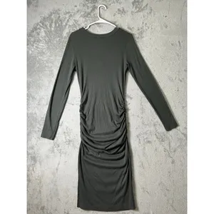 Michael Stars Maya Long Sleeve Dress Size L Tarragon Ribbed Midi Minimalist New thumbnail 3