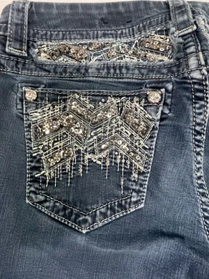 ⁠Miss Me Mid-Rise Easy Bootcut Embellished Sequins Studs Womens Jeans Size 30 thumbnail 9