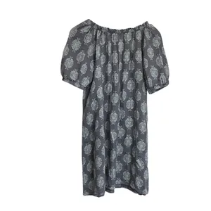 Wonderly Womens Blue‎ Medallion Cotton Gauze Peasant Mini Dress M Puff Sleeve thumbnail 10
