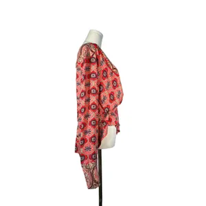 Free People NWT Hibiscus Falling For You Blouse Boho Wrap‎ Top Size M thumbnail 2