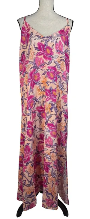 Old Navy X-Large Maxi Dress Sleeveless Side Slits Floral V-Neck Lightweight New thumbnail 1
