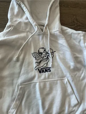 Vans Karina Hoodie Womens Medium Cream Cupid Cherub Checkerboard Crop Pullover thumbnail 6