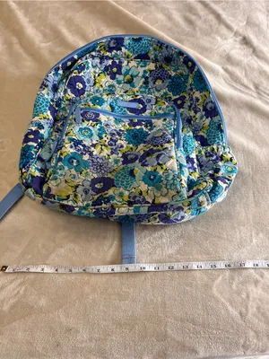 Vera Bradley Blue Floral Quilted Backpack with Aqua Accents thumbnail 7