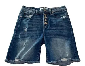 Kancan womens small cut off bermuda denim jean shorts blue distressed casual vac thumbnail 1