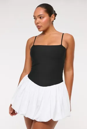 YPB Abercrombie & Fitch sculptLUX Bubble Hem Mini Dress Size Medium NWT thumbnail 1