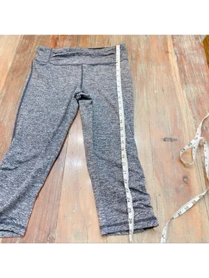 Tangerine Gray Capri Leggings Ruched Zipper Sides Small thumbnail 6