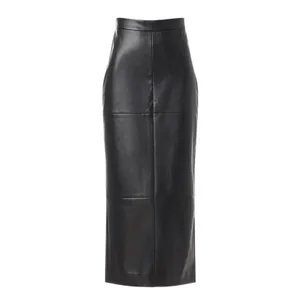 Rosetta Getty Black Faux Leather Maxi Skirt Size 8 Western Pencil Designer $300 thumbnail 8