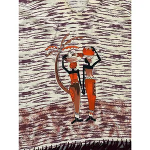 Vintage African Dashiki Poncho Pants Lounge Set Cream Tribal Print Handmade thumbnail 5