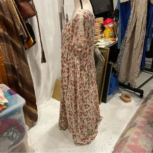 Vintage soft cotton floral boho maxi corset dress lace prairie pixie thumbnail 8