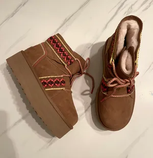 UGG Winter Fall Classic mini II braid Tribal bohemian platform chestnut booties ankle boots thumbnail 1