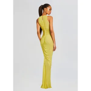 retrofete Marsann Ruched Bodycon Crystal Dress Buttercream Womens Size Medium thumbnail 4