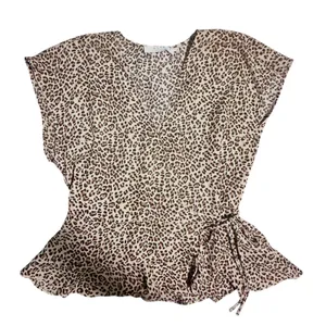 ASTR The Label Leopard Print Wrap Blouse Women Size Large Top thumbnail 10