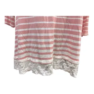 Pinkblush Pink White Striped Lace Hem Tunic Top Size Small 3/4 Sleeve thumbnail 7