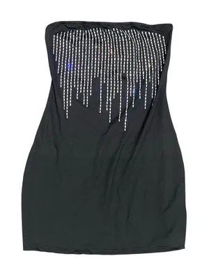 Rhinestone Bodycon Strapless Mini Dress in Black, Size L​ thumbnail 1