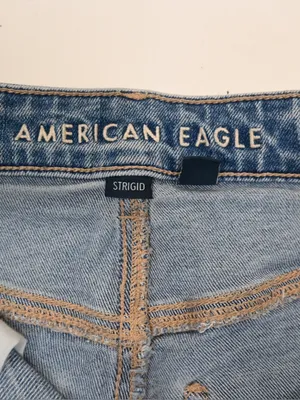 American Eagle Women's 2 Long Distressed Straight Leg Mom Jean thumbnail 9