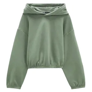 ZARA Sage Green Cropped Hoodie And Sweatpants Set thumbnail 2