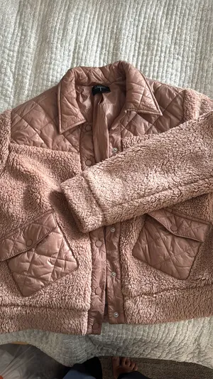 Fuzzy button up jacket Tahari thumbnail 3