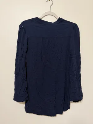 Free People Easy Girl Belle Sleeve Boho Top Size XS Navy Festival thumbnail 7