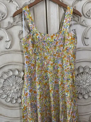 MSK Floral Yellow Rayon Sundress - Lightweight Women's Dress Size Medium thumbnail 6