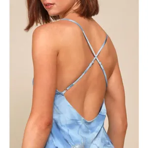 Lulu’s Bright Charm Blue Abstract Print Chiffon Slip Midi size medium thumbnail 4