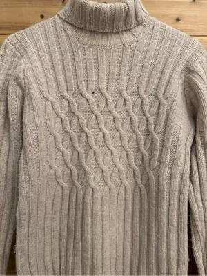Fisherman Women’s Med Wool Cashmere Turtleneck Cable Knit Sweater Ireland FLAW thumbnail 5