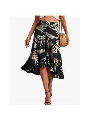 NEW Midi Flowy High Waist High Low Midi Skirt XL thumbnail 6