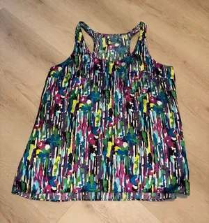 Charlotte Russe Women's Multicolor Printed Racerback Tank Top thumbnail 1