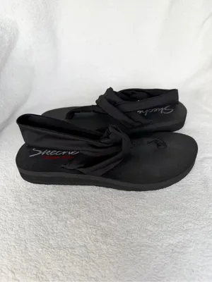 Skechers Womens Size 7 Black Meditation Studio Kicks Yoga Foam Sandals thumbnail 2
