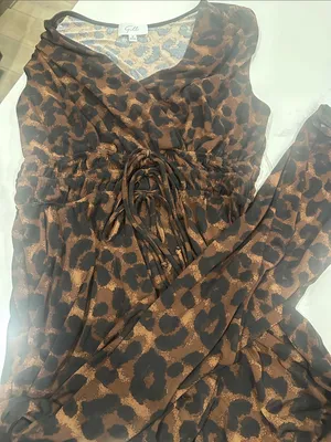 Versona leopard cheetah stretch jumpsuit jumper size medium thumbnail 1