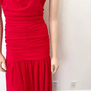 [Anthropologie] Bardot Red Mave Halter Neck Maxi Dress Low Back Ruched Slit 12 thumbnail 9