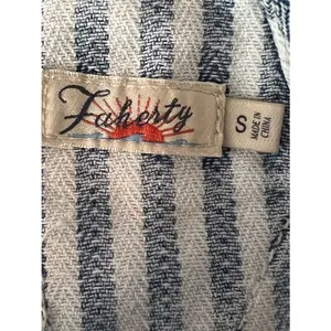 Faherty Topsail Railroad Stripe Overalls Utility Denim Blue White Herringbone S thumbnail 5