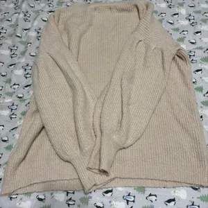 Cream V-Neck Slouchy Sweater thumbnail 3