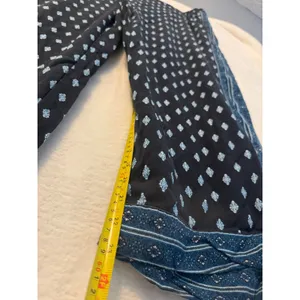 Boho Geometric Diamond‎ Print Wide Leg Cropped Pants Black Blue WPT089511 thumbnail 4