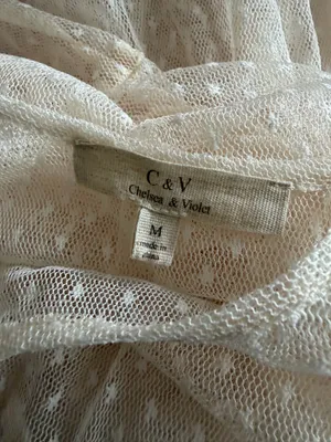 Chelsea & Violet Cream Swiss Dot Tiered Mesh Top Extender thumbnail 4