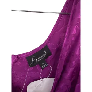 Connected‎ Apparel Purple Damask Jacquard V-Neck Midi Dress Size 4 NEW thumbnail 4
